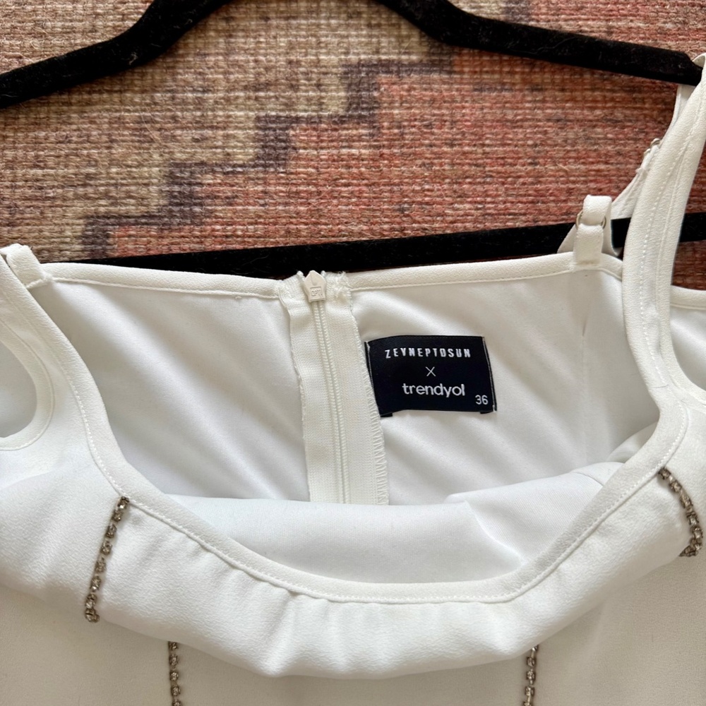 Wearhouse Carbon White Mini Dress with Rhinestone Detail - Picture 4 of 4